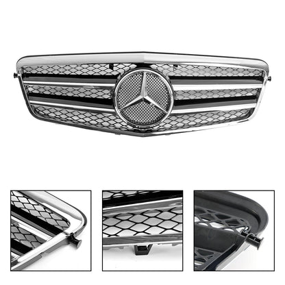 2009 2010 2011 2012 2013 Mercedes-Benz E-Class W212 AMG Style Chrome Grill  Front Bumper Replacement Grille With Emblem