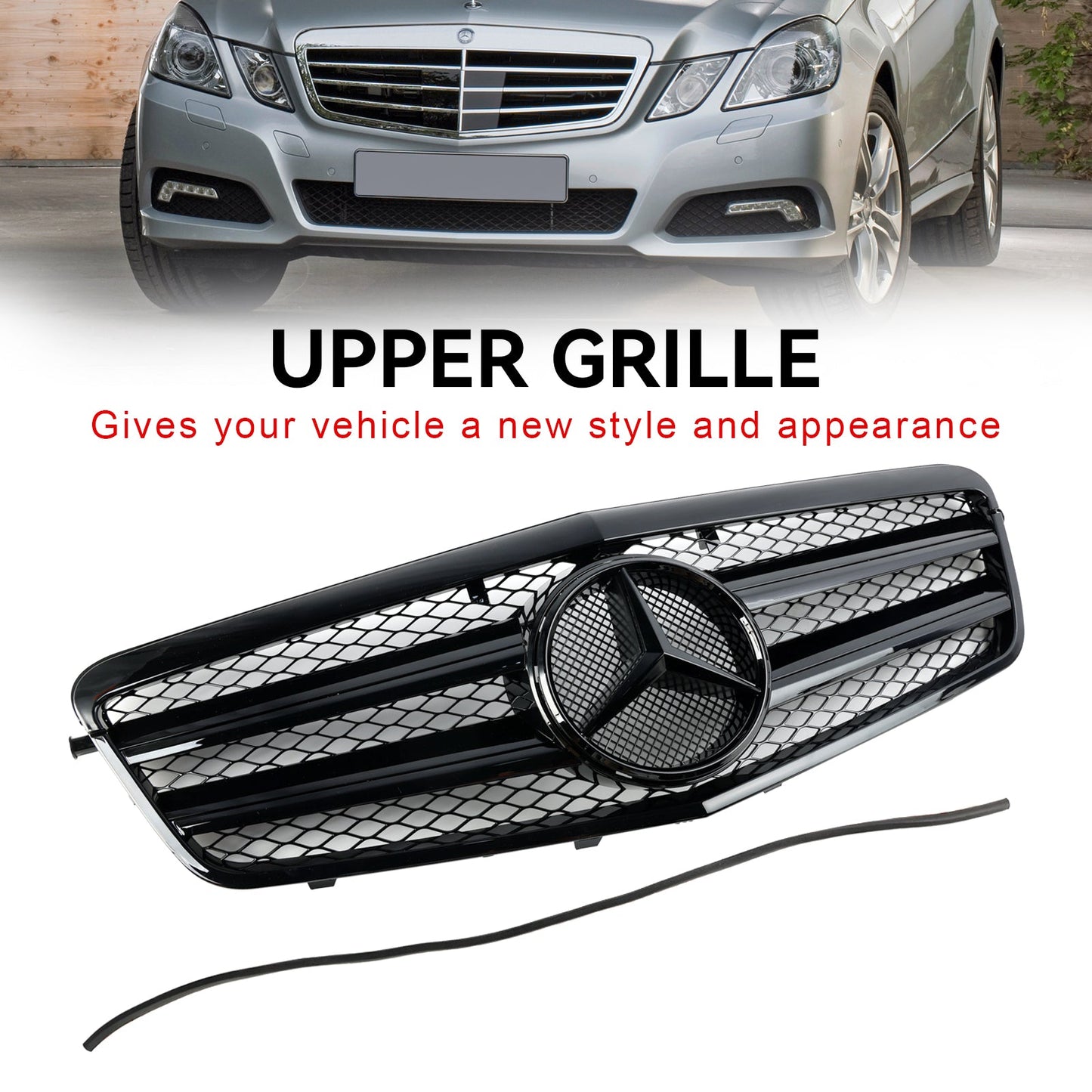 2009.9-2013.2 Mercedes-Benz E-Class W212 E200 E220 E350 E550 E63 AMG Black Grill Front Bumper Replcement Grille