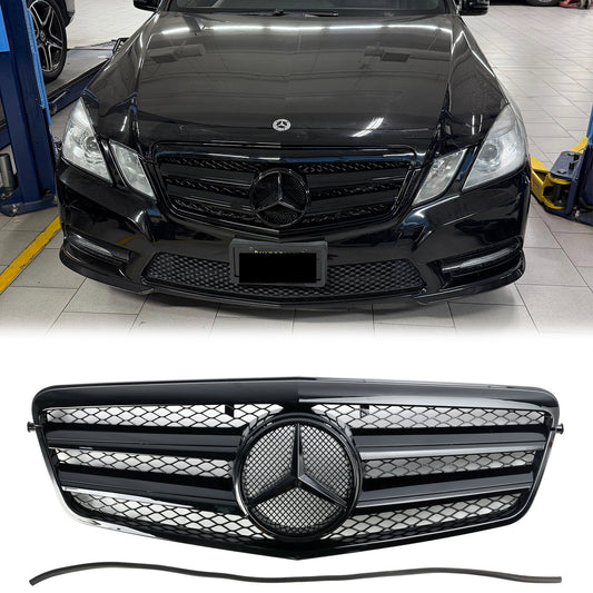 2009-2013 Mercedes-Benz E-Class W212 Black Grille AMG Style Front Bumper Replacement Grill