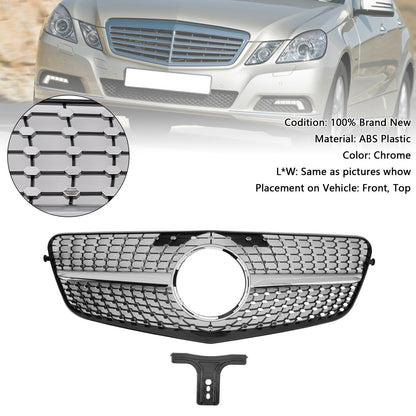 2010-2013 Mercedes Benz E class W212 Diamond Style Grill Front Bumper Replacement Chrome Grille