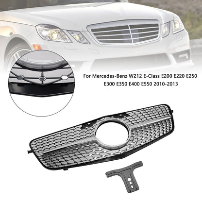 2010-2013 Mercedes Benz E class W212 Diamond Style Grill Front Bumper Replacement Chrome Grille