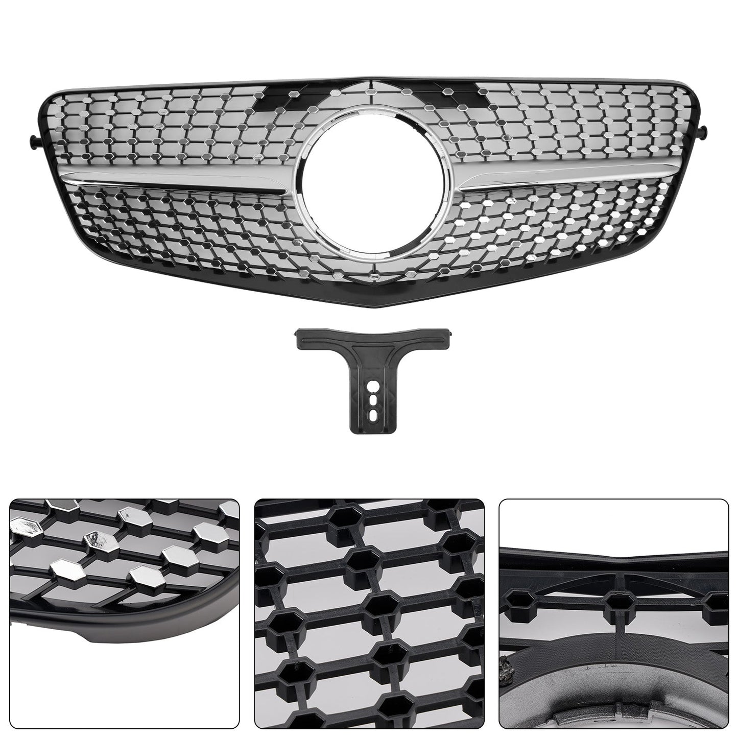 2010-2013 Mercedes Benz E class W212 Diamond Style Grill Front Bumper Replacement Chrome Grille