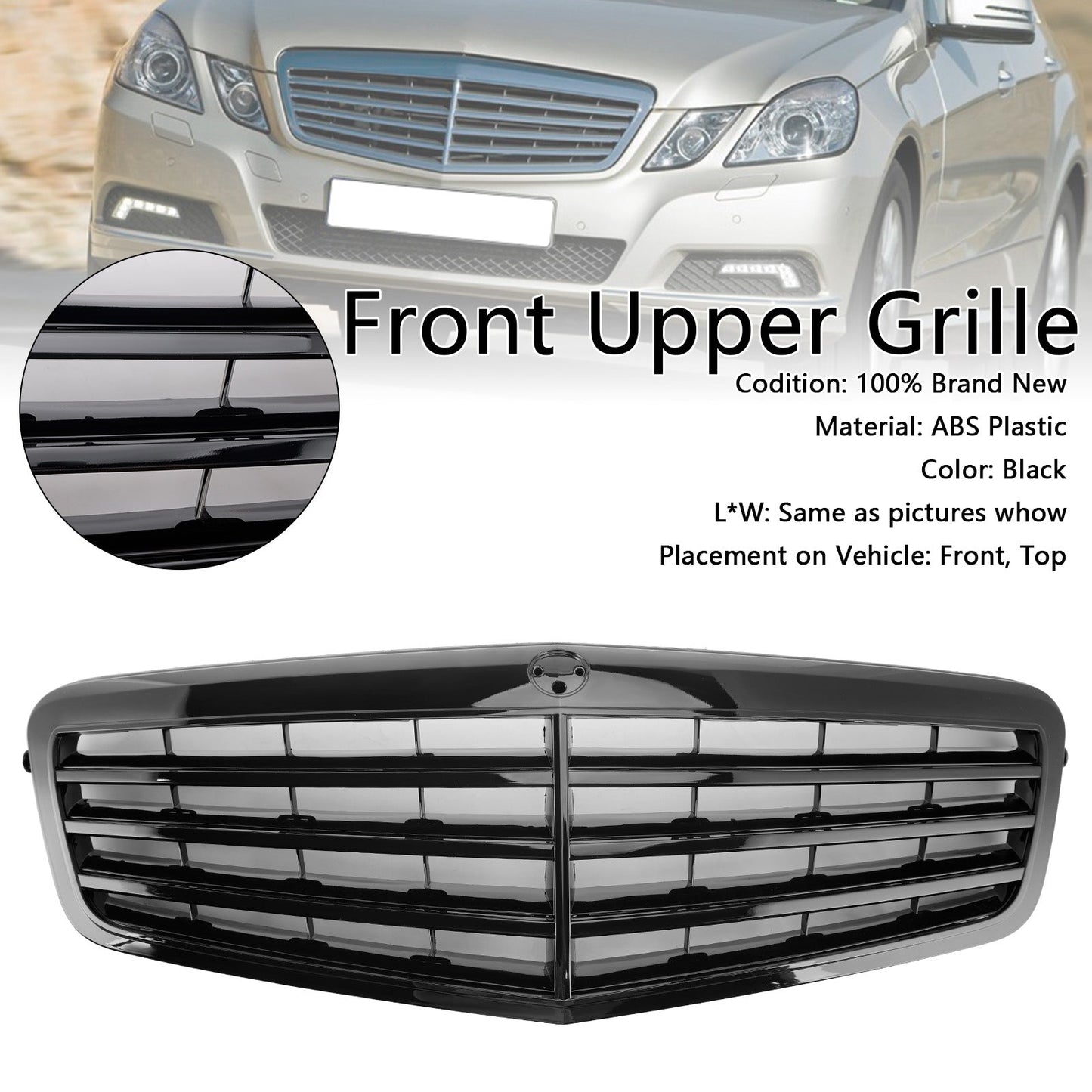 2009-2013 Mercedes Benz E Class W212 E200 E220 E350 E550 Black Grill Front Bumper Replacement Grille
