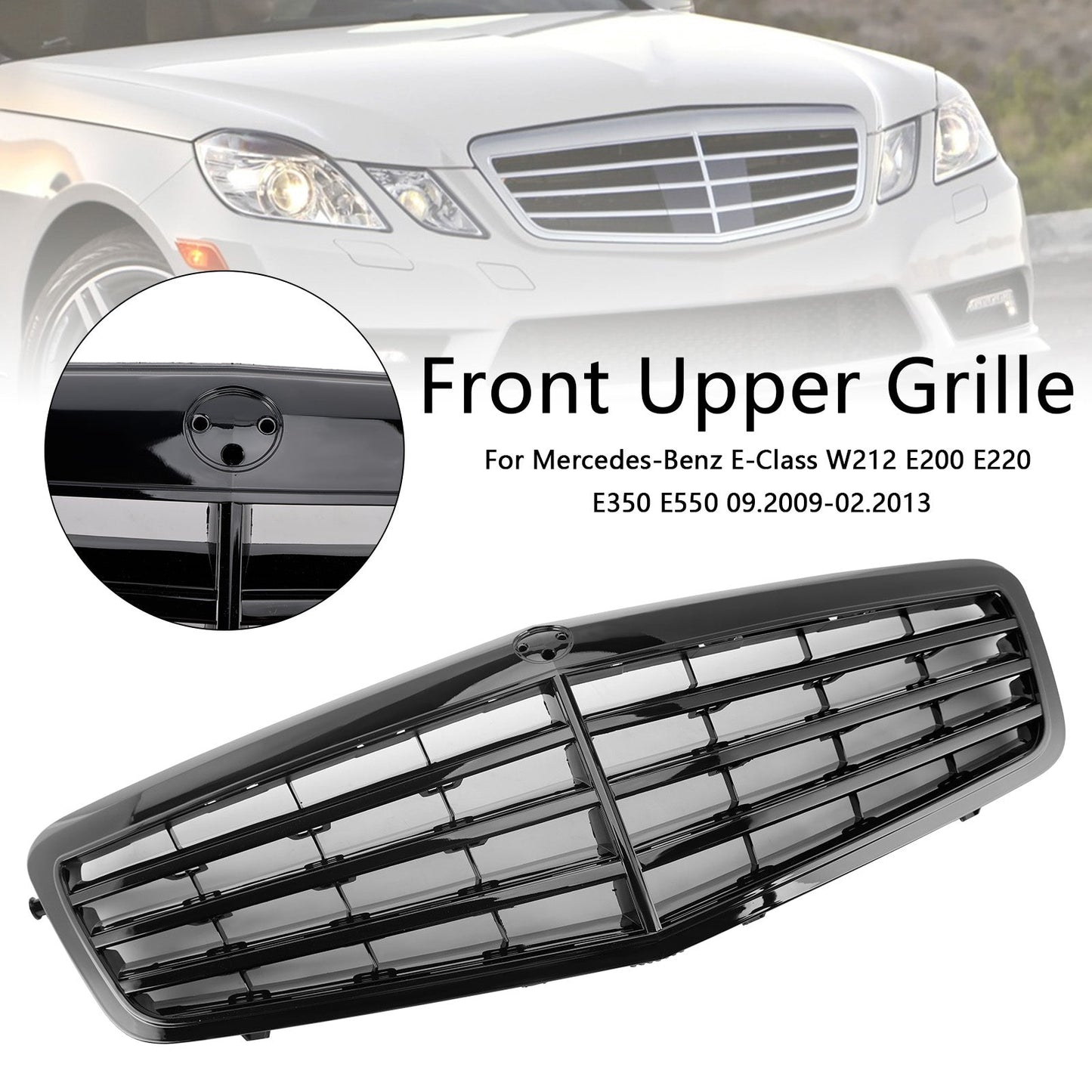 2009-2013 Mercedes Benz E Class W212 E200 E220 E350 E550 Black Grill Front Bumper Replacement Grille