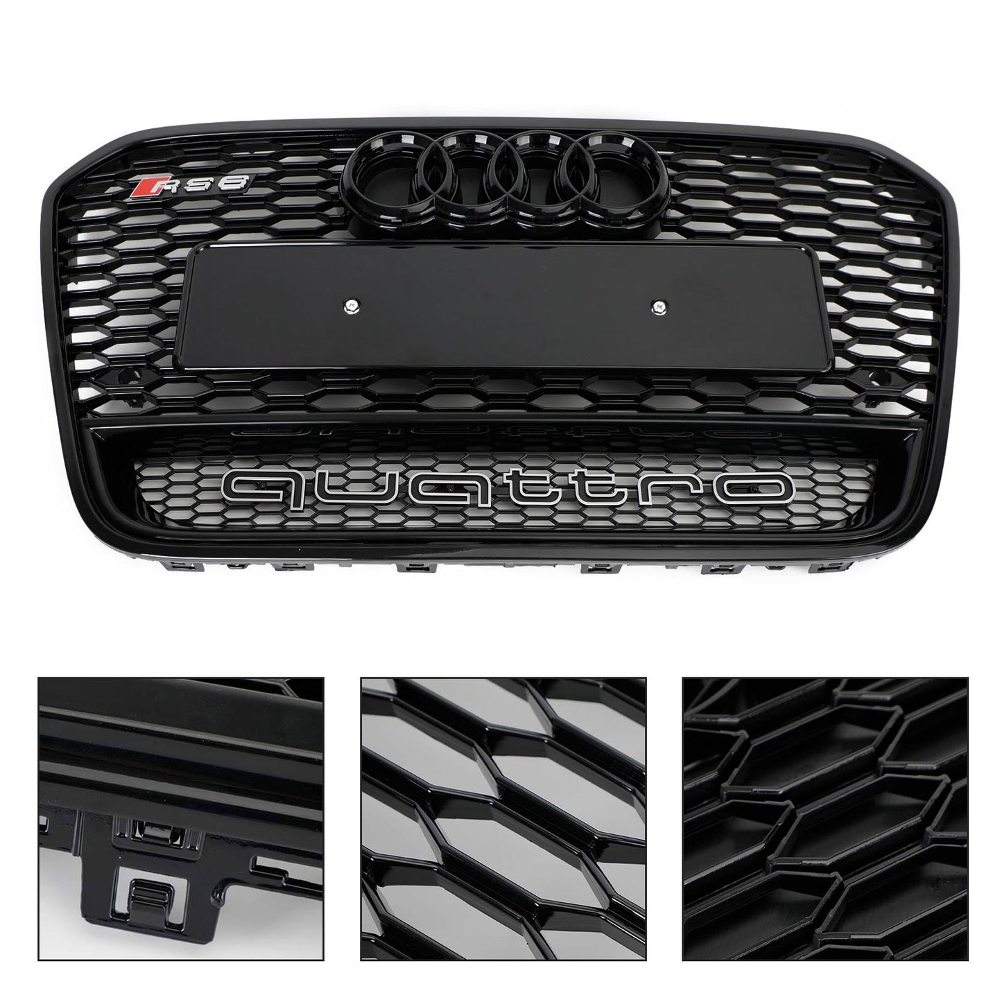 2012-2015 Audi A6 / A6 Sline / S6 C7 Front Bumper With Emblem Mesh Black Grill With Quattro Letter RS6 Honeycomb Grille