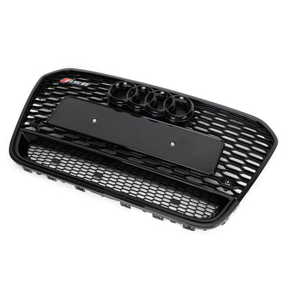 2012-2015 Audi A6 / A6 Sline / S6 C7 Front Bumper With Emblem Mesh Black Grill With Quattro Letter RS6 Honeycomb Grille