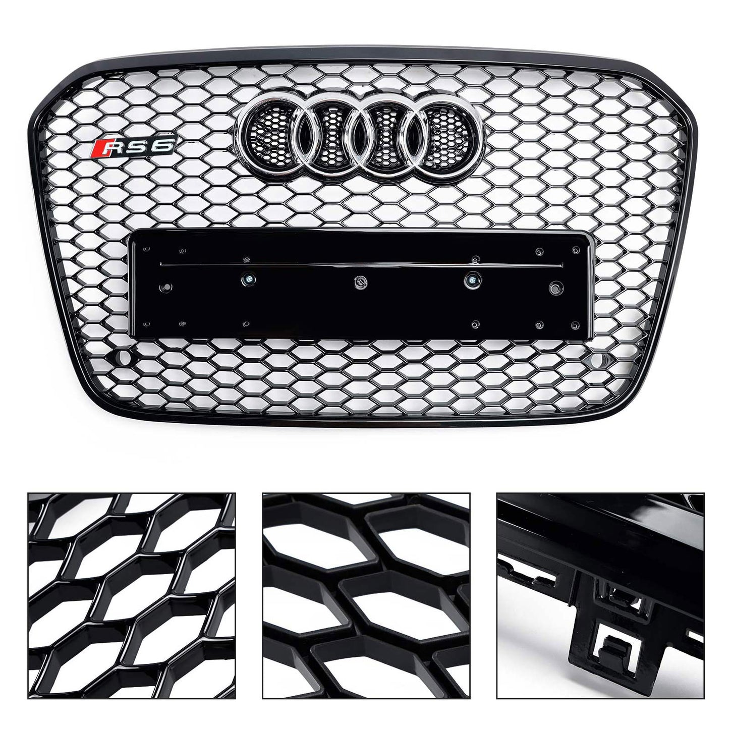2012-2015 Audi A6 C7 / S6 pre-facelift RS6 Style Honeycomb Front Bumper Grille Blcak Grill