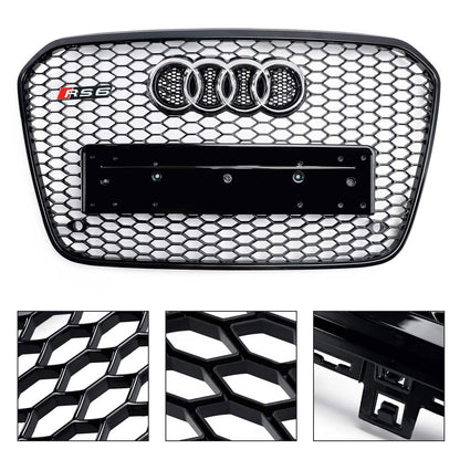 2012-2015 Audi A6 C7 / S6 pre-facelift RS6 Style Honeycomb Front Bumper Grille Blcak Grill