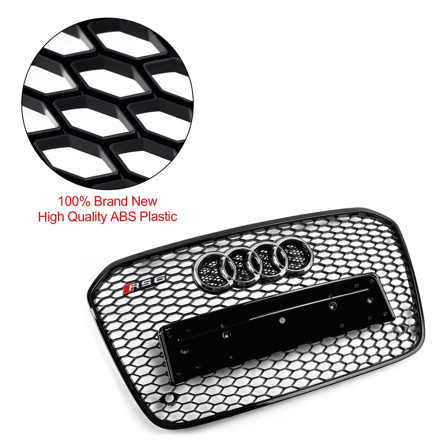 2012-2015 Audi A6 C7 / S6 pre-facelift RS6 Style Honeycomb Front Bumper Grille Blcak Grill