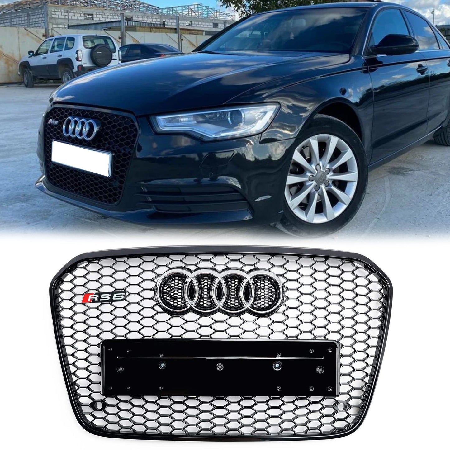 2012-2015 Audi A6 C7 / S6 pre-facelift RS6 Style Honeycomb Front Bumper Grille Blcak Grill
