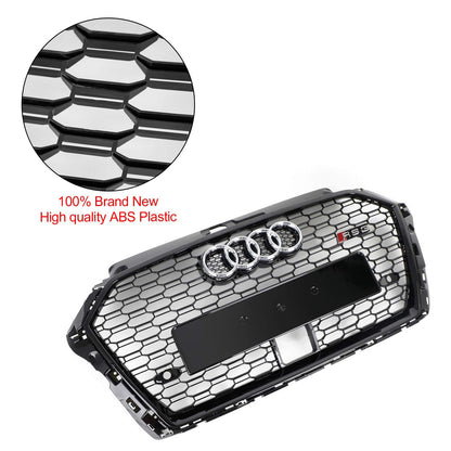 2017-2019 Audi A3 /A3 Sile /S3 Front Bumper Replacement Black Grill W/ Ring Emblem & ACC Hole RS3 Style Honeycomb Grille