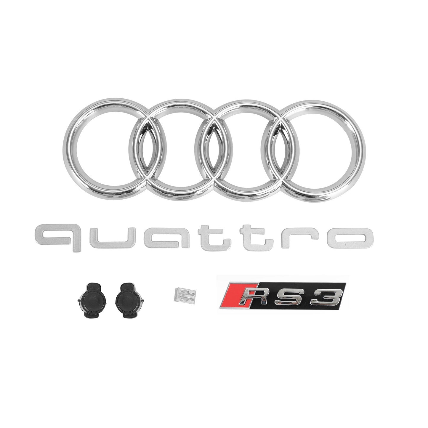 2017-2019 Audi A3 /A3 Sile /S3 Front Bumper Replacement Black Grill W/ Ring Emblem & ACC Hole RS3 Style Honeycomb Grille