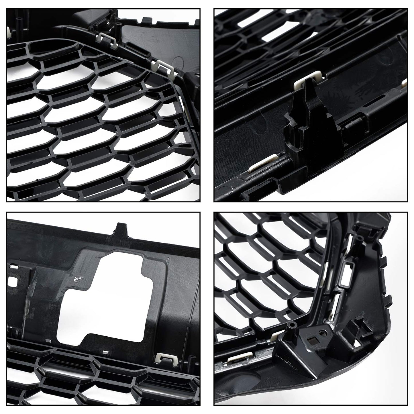 2017-2019 Audi A3/ A3 Sline/ S3 RS3 Style Honeycomb Mesh Grille Front Bumper Glossy Black Grill With Ring Emblem