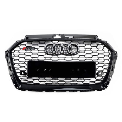 2017-2019 Audi A3 S3 Honeycomb Mesh Front Bumper Grille Replacement Black Grill