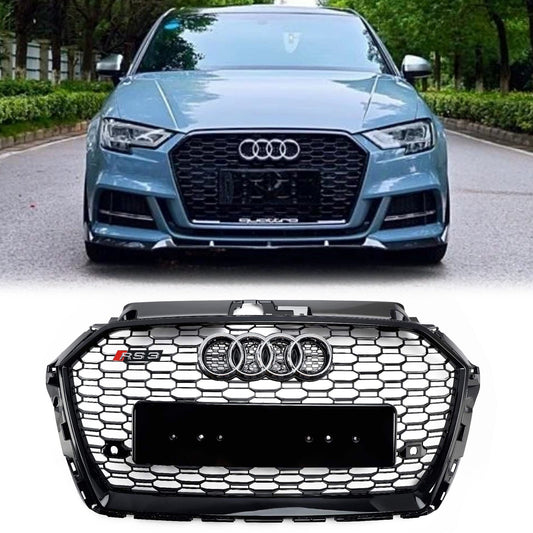 2017-2019 Audi A3 S3 Honeycomb Mesh Front Bumper Grille Replacement Black Grill