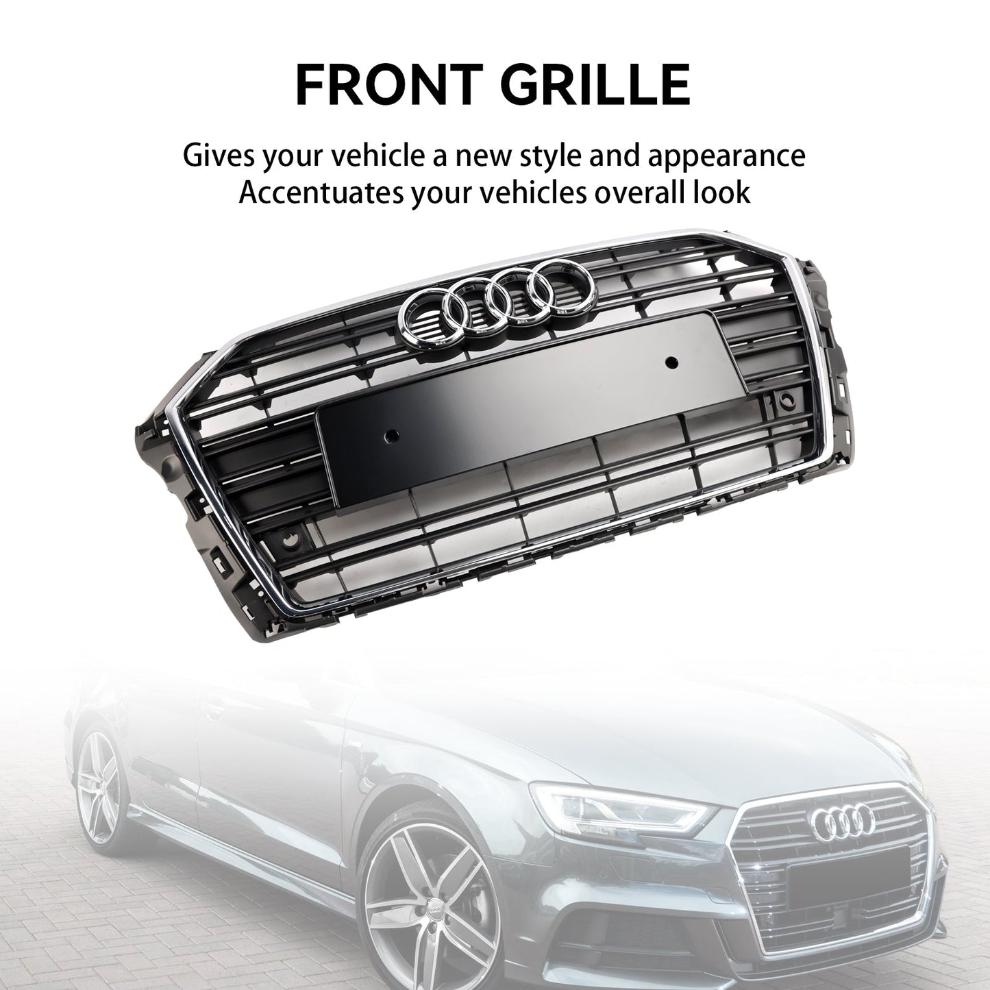 2017-2019 Audi A3 S3 Front Bumper Grille Grill Chrome 8V3853651 8V3853651B