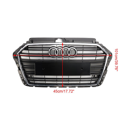 2017-2019 Audi A3 / S3 Front Bumper Horizontal Slat Grill Chrome Grill