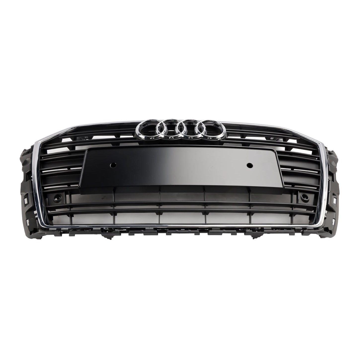 2017-2019 Audi A3 / A3 Sline / S3 Front Grille Chrome Black Slat Replacement Grill W/ Ring Emblem