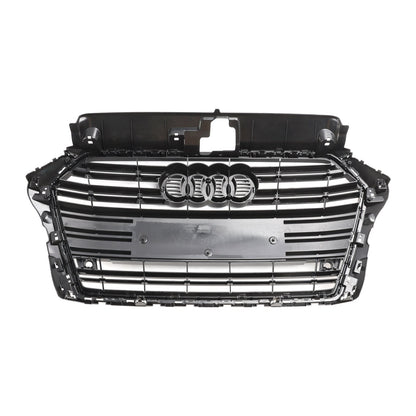 2017-2019 Audi A3 / A3 Sline / S3 Front Grille Chrome Black Slat Replacement Grill W/ Ring Emblem