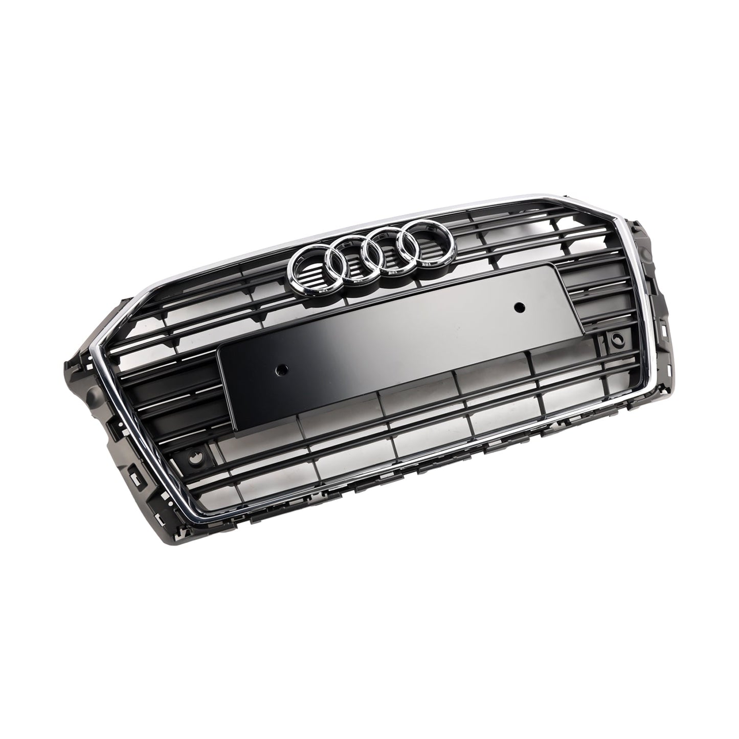 2017-2019 Audi A3 / A3 Sline / S3 Front Grille Chrome Black Slat Replacement Grill W/ Ring Emblem