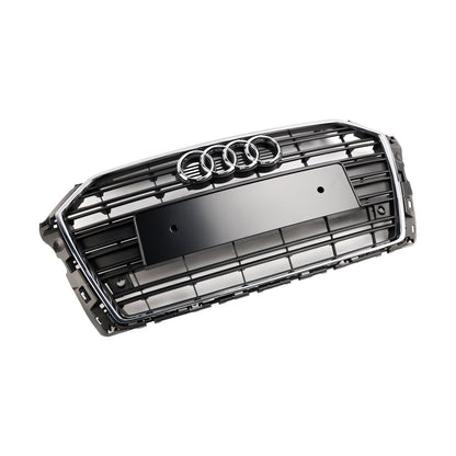 2017-2019 Audi A3 / A3 Sline / S3 Front Grille Chrome Black Slat Replacement Grill W/ Ring Emblem