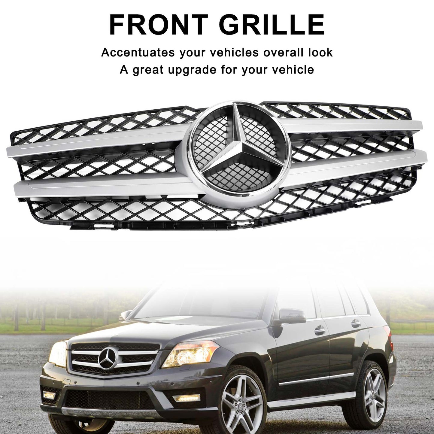 2008 2009 2010 2011 2012 Mercedes Benz GLK-Class X204 Chorme Front Grill Air Intake Radiator Bumper Grille