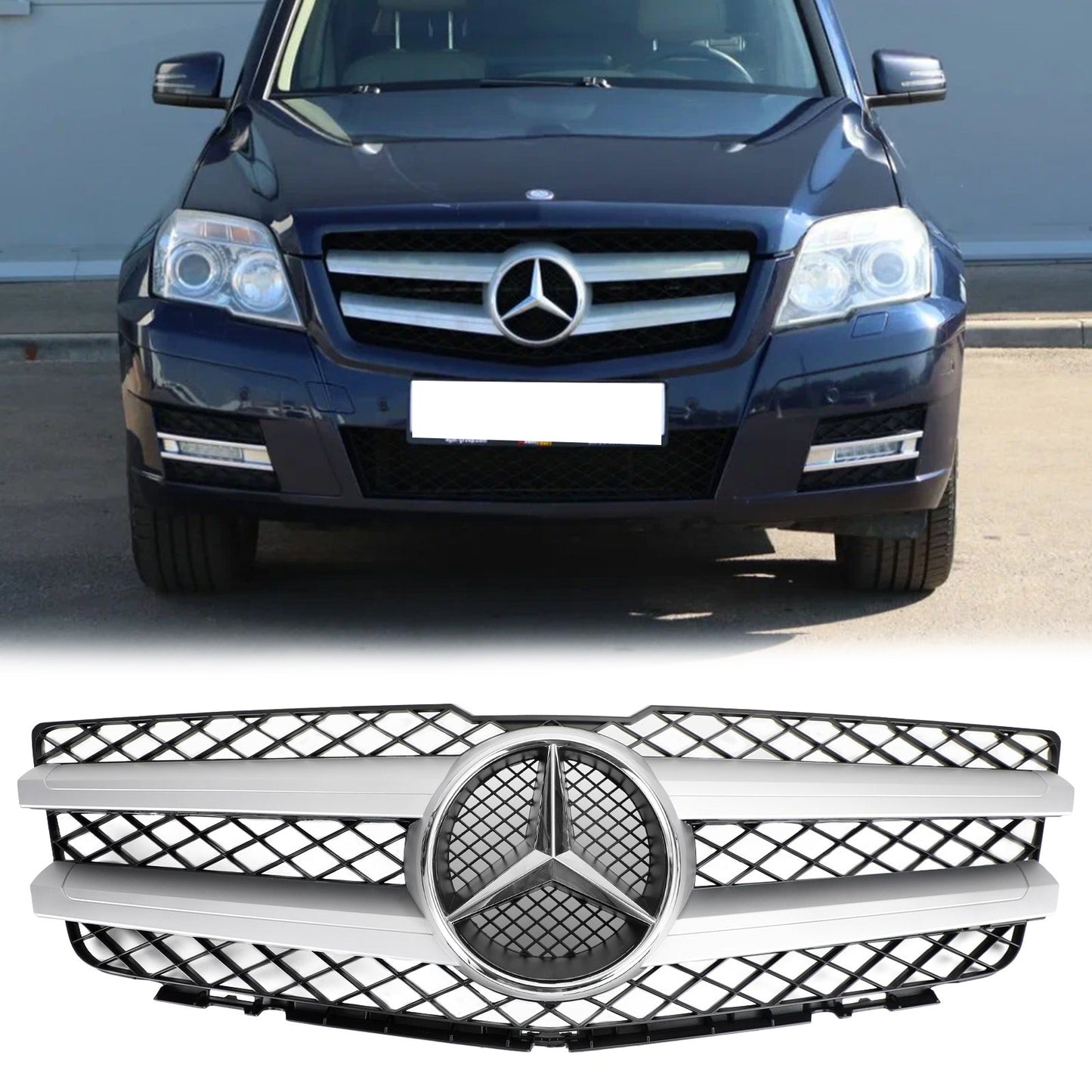2008 2009 2010 2011 2012 Mercedes Benz GLK-Class X204 Chorme Front Grill Air Intake Radiator Bumper Grille