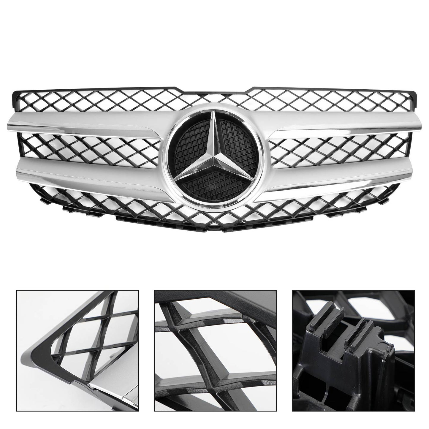 2013 2014 2015 Mercedes-Benz GLK-Class X204 Front Grille Air Intake Radiator Bumper Chrome Silver Grill With Star Emblem