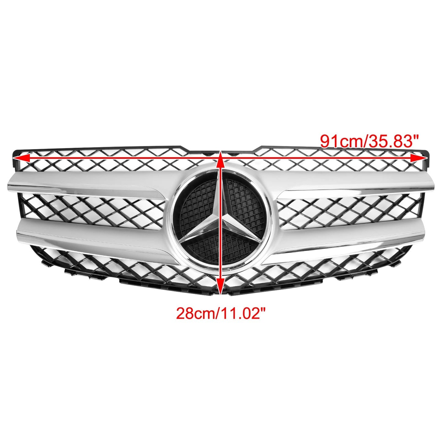 2013 2014 2015 Mercedes-Benz GLK-Class X204 Front Grille Air Intake Radiator Bumper Chrome Silver Grill With Star Emblem