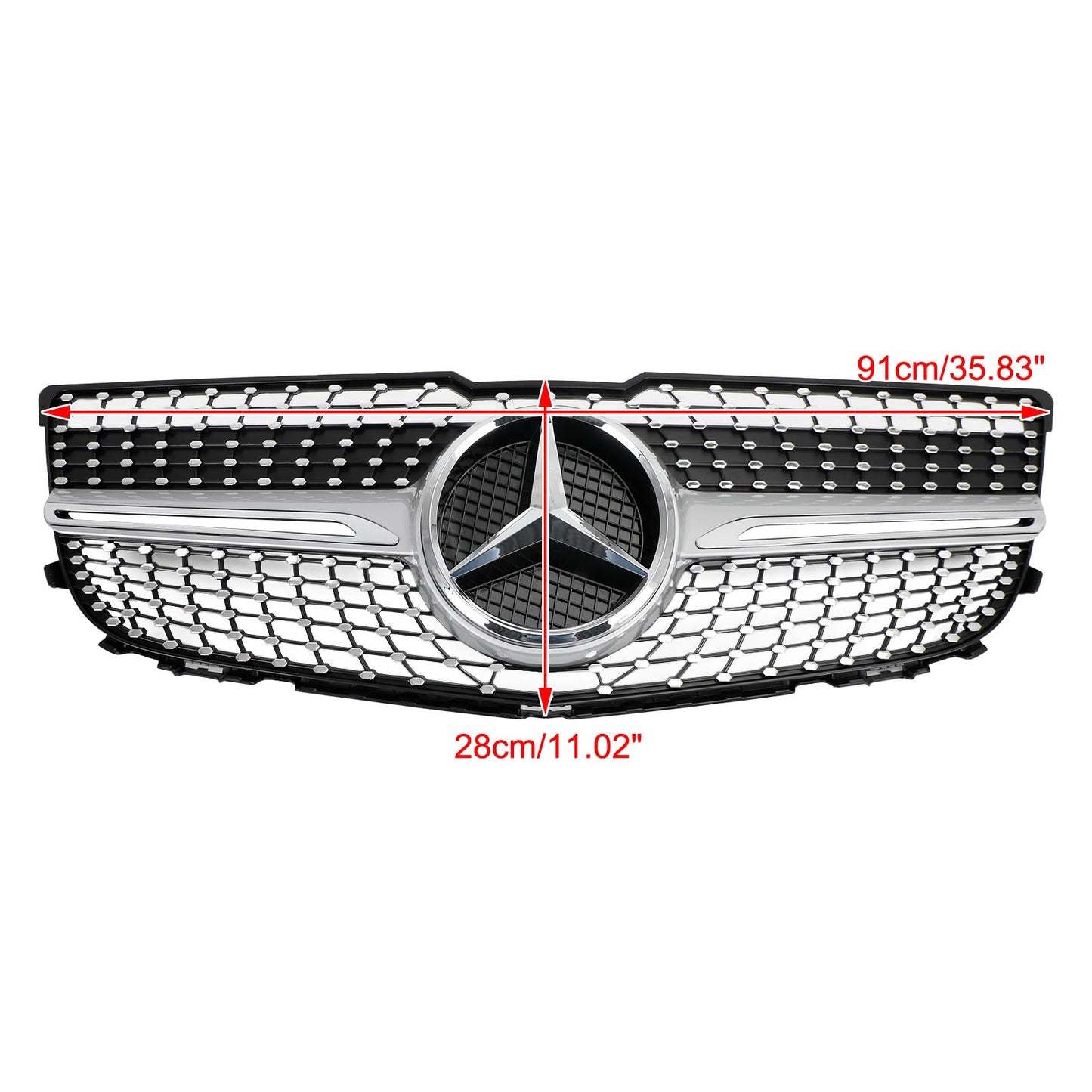 2013 2014 2015 Mercedes-Benz GLK-Class X204 Front Grille Air Intake Radiator Bumper Chrome Silver Grill With Star Emblem