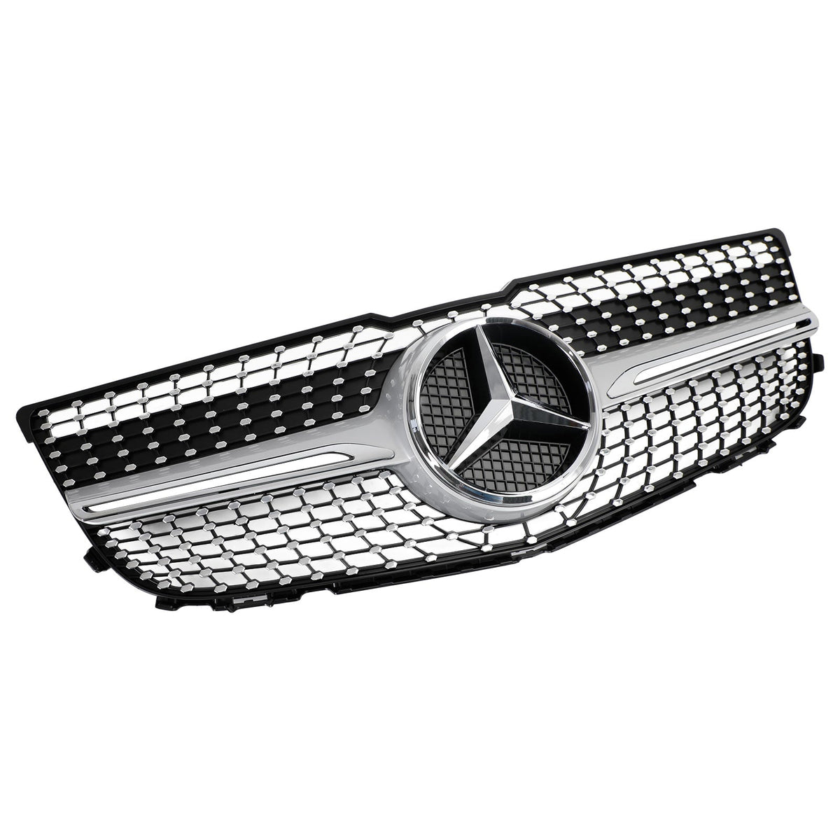 2013-2015 Mercedes-Benz GLK-Class X204 Chrome Front Grill Upper Bumper Replacement W/ Star Emblem Grille