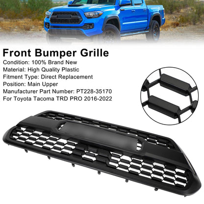 Toyota Tacoma 3rd Gen Front Grille 2016-2023  Honeycomb Bumper Matte Black Grille