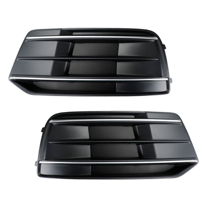 2018-2022 Audi Q5 Standard Version 2PCS Black/Chrome Front Bumper Cover Grille Bezel Insert Generic