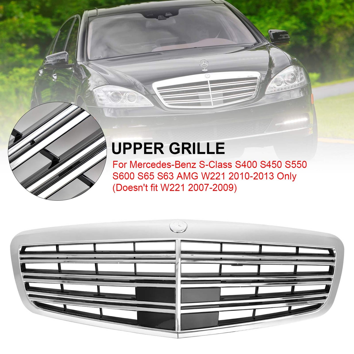 2010-2013 Mercedes Benz W221 S400 S450 S550 S600 S65 S63 S-Class AMG/MayBach Style Grill Chrome Grill
