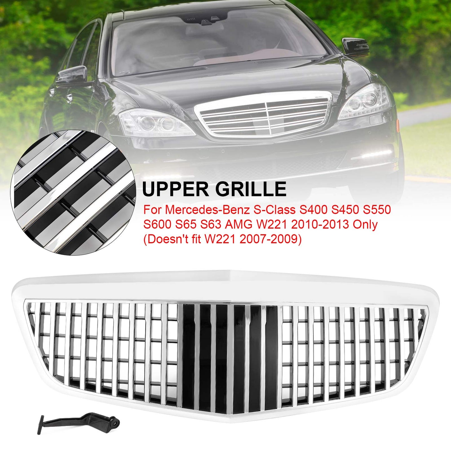 2010-2013 Mercedes Benz W221 S400 S450 S550 S600 S65 S63 S-Class AMG/MayBach Style Grill Chrome Grill
