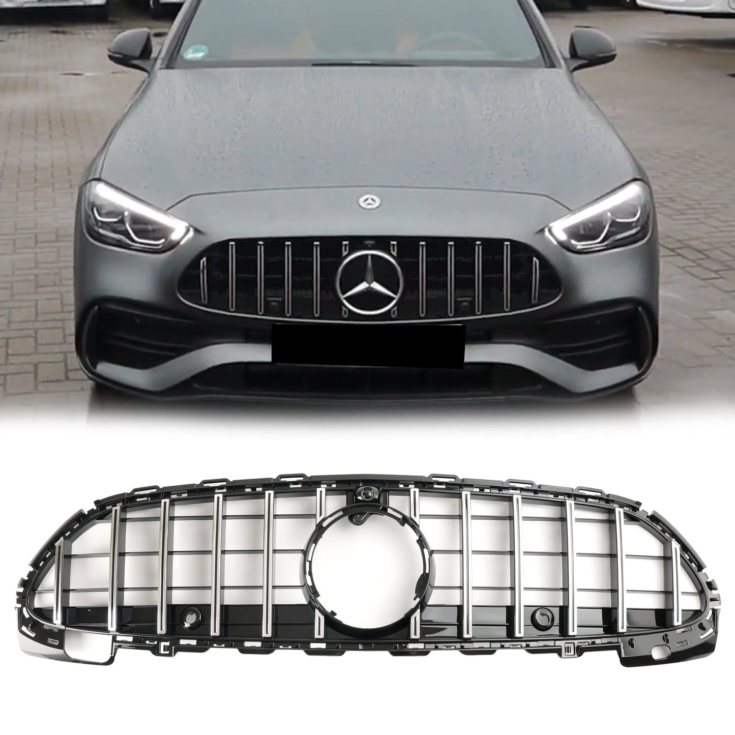 2021-2023 Mercedes Benz C-Class W206 GT Style Grille Front Bumper Chrome Replacement Grill