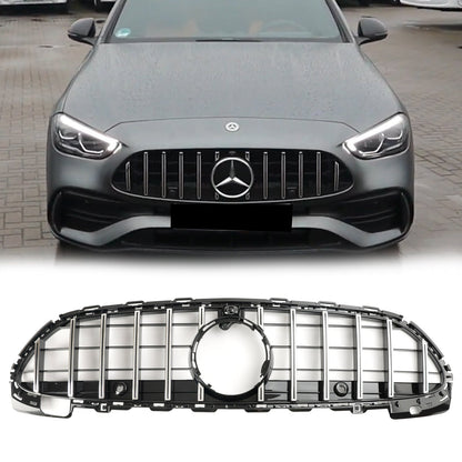 Mercedes Benz 2021.6-2023 C-Class W206 C200/300/220d/C43 AMG GT Style Front Bumper Grille Black Chrome Grill