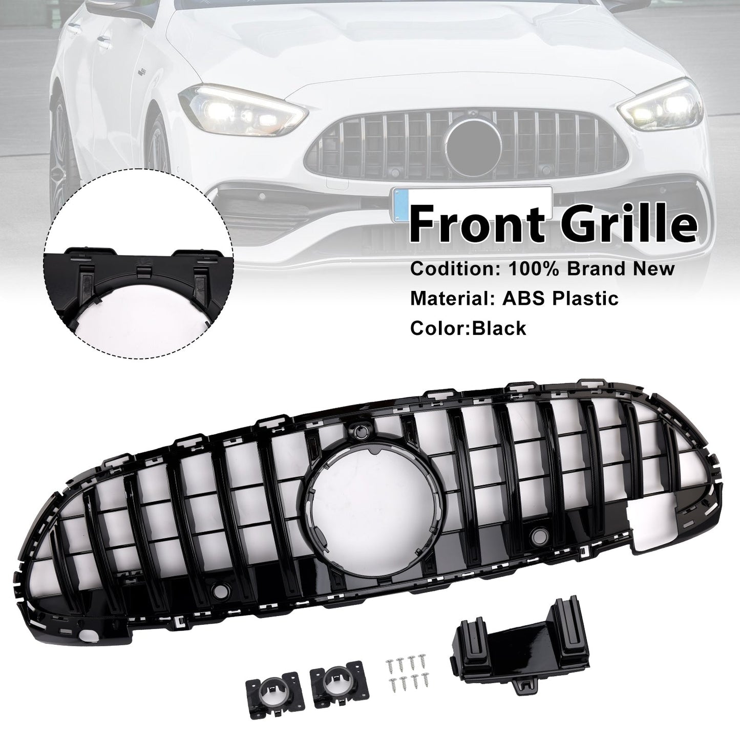 2022-2023 Mercedes Benz C-class W206 S206 GTR Style Grill Front Bumper Glossy Black Replacement Grille