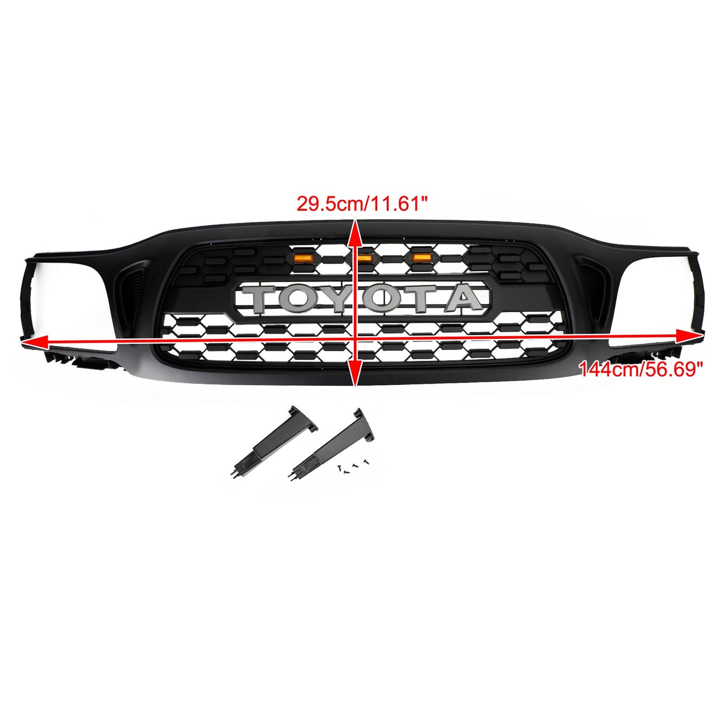 TRO PRO Style | Toyota Tacoma | Matt Black Grille | 2001 2002 2003 2004 | Front Bumper Grille + LED Light + Letter