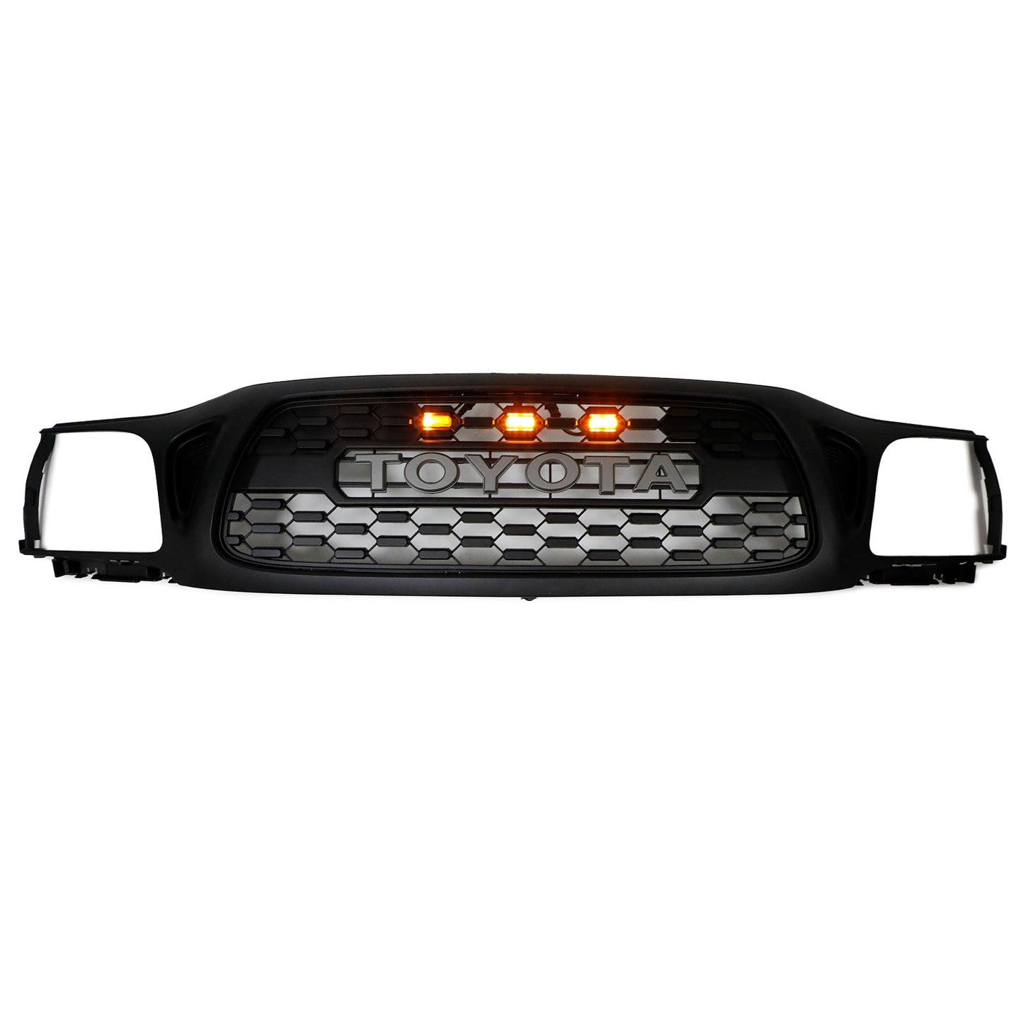 TRO PRO Style | Toyota Tacoma | Matt Black Grille | 2001 2002 2003 2004 | Front Bumper Grille + LED Light + Letter