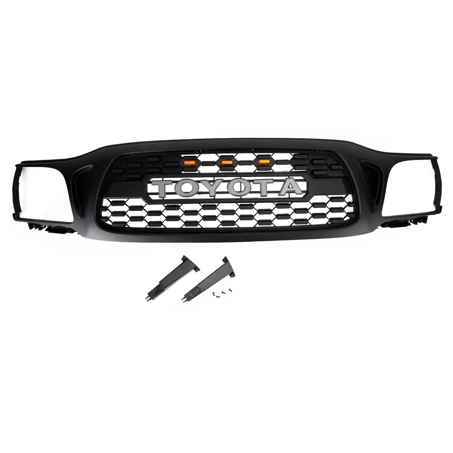 TRO PRO Style | Toyota Tacoma | Matt Black Grille | 2001 2002 2003 2004 | Front Bumper Grille + LED Light + Letter