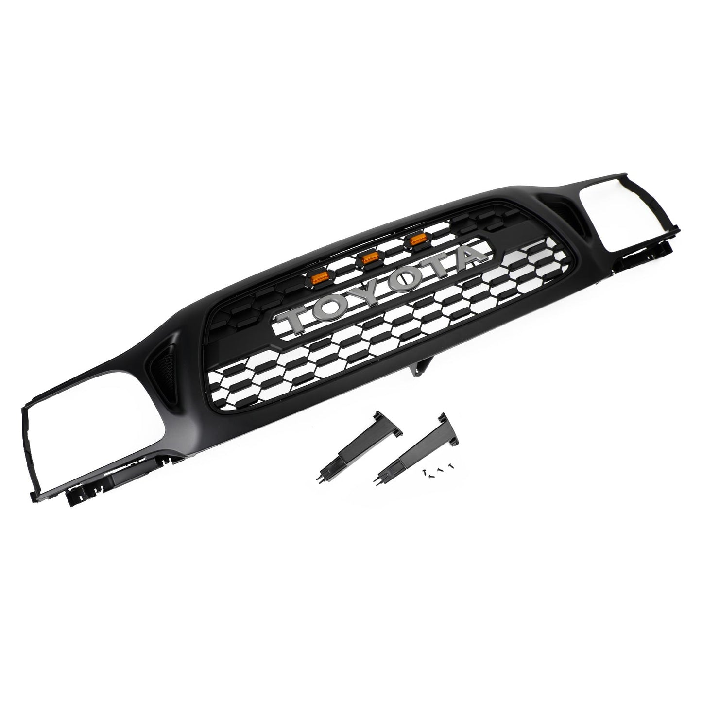 TRO PRO Style | Toyota Tacoma | Matt Black Grille | 2001 2002 2003 2004 | Front Bumper Grille + LED Light + Letter