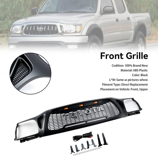 Toyota Tacoma 2001 2002 2003 2004 Honeycomb Style Black Grille Honeycomb Front Bumper Replacement Grille W/ LED Light