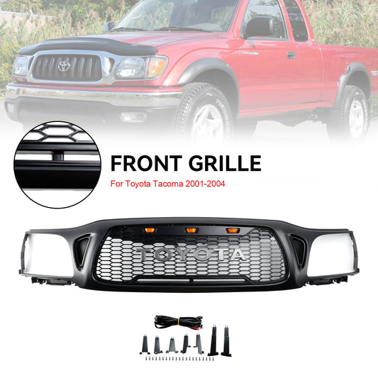 2001-2004 Toyota Tacoma Honeycomb Front Bumper Grill Replacement Black Grille