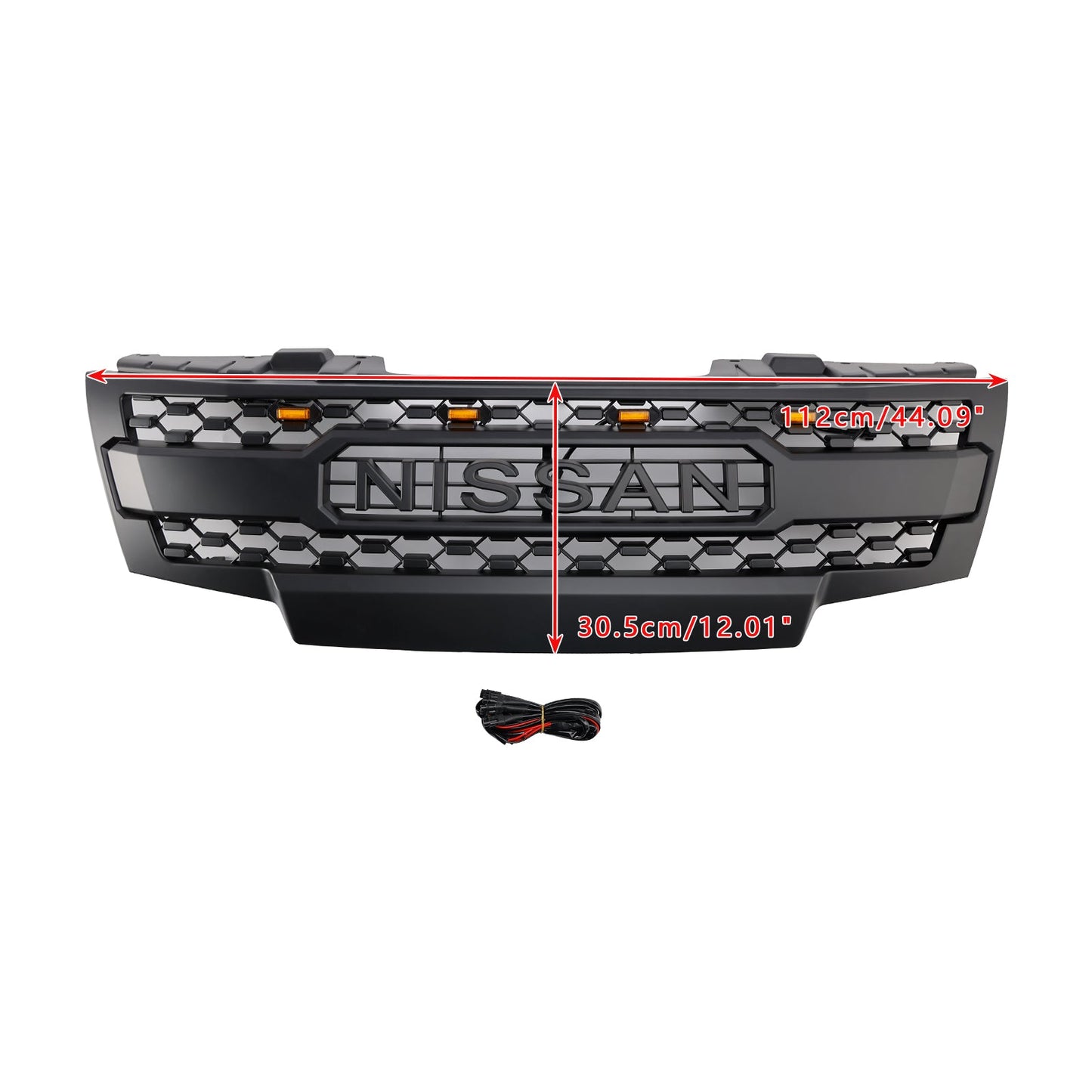 Nissan Frontier 2009-2016 Front Grille Honeycomb Replacement Upper Bumper Black Grille With LED Light