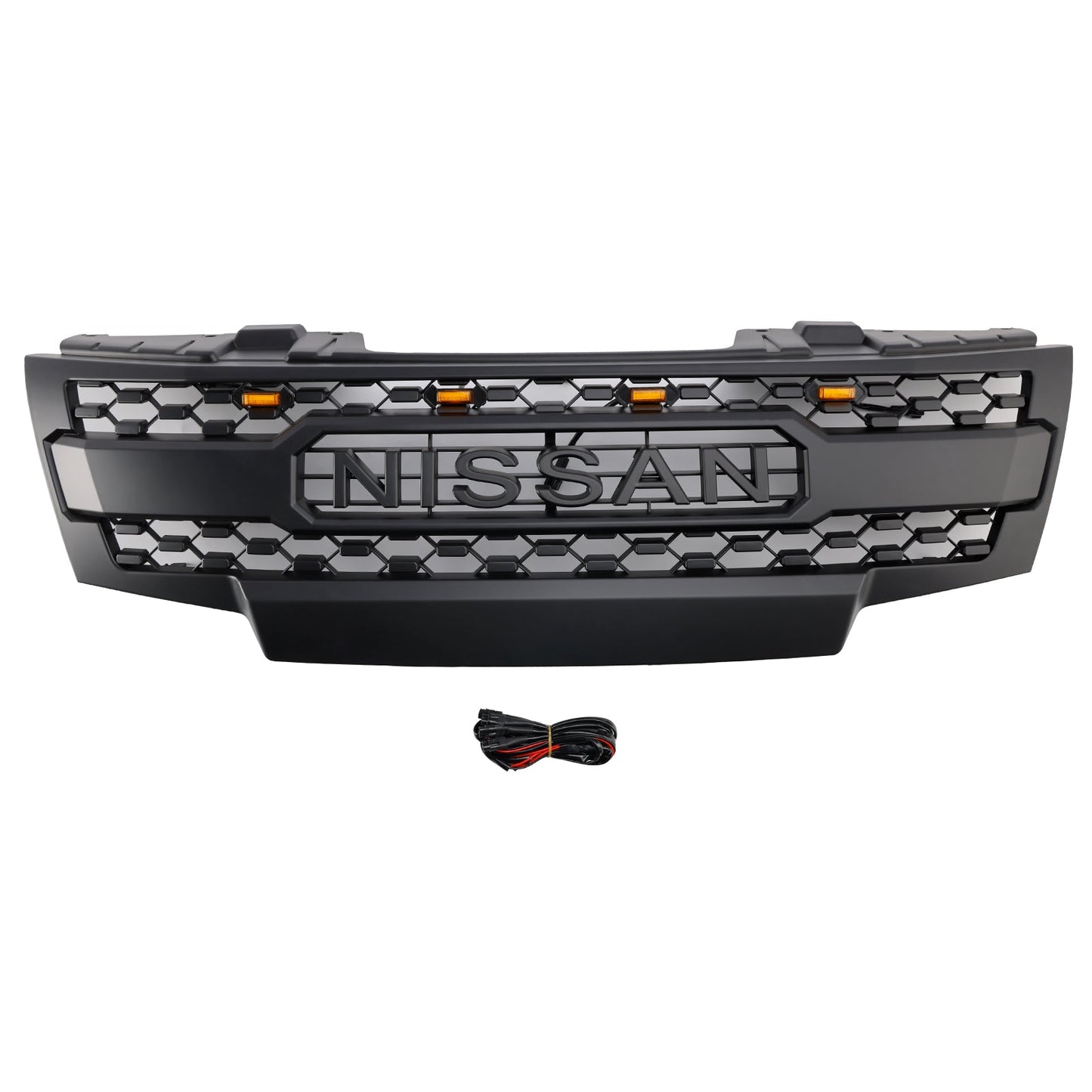 Nissan Frontier 2009-2016 Front Grille Honeycomb Replacement Upper Bumper Black Grille With LED Light