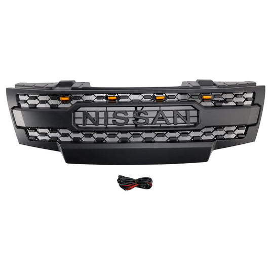 2009-2016 Nissan Frontier Matte Black Grill Front Bumper Replacement Grille W/LED Lights