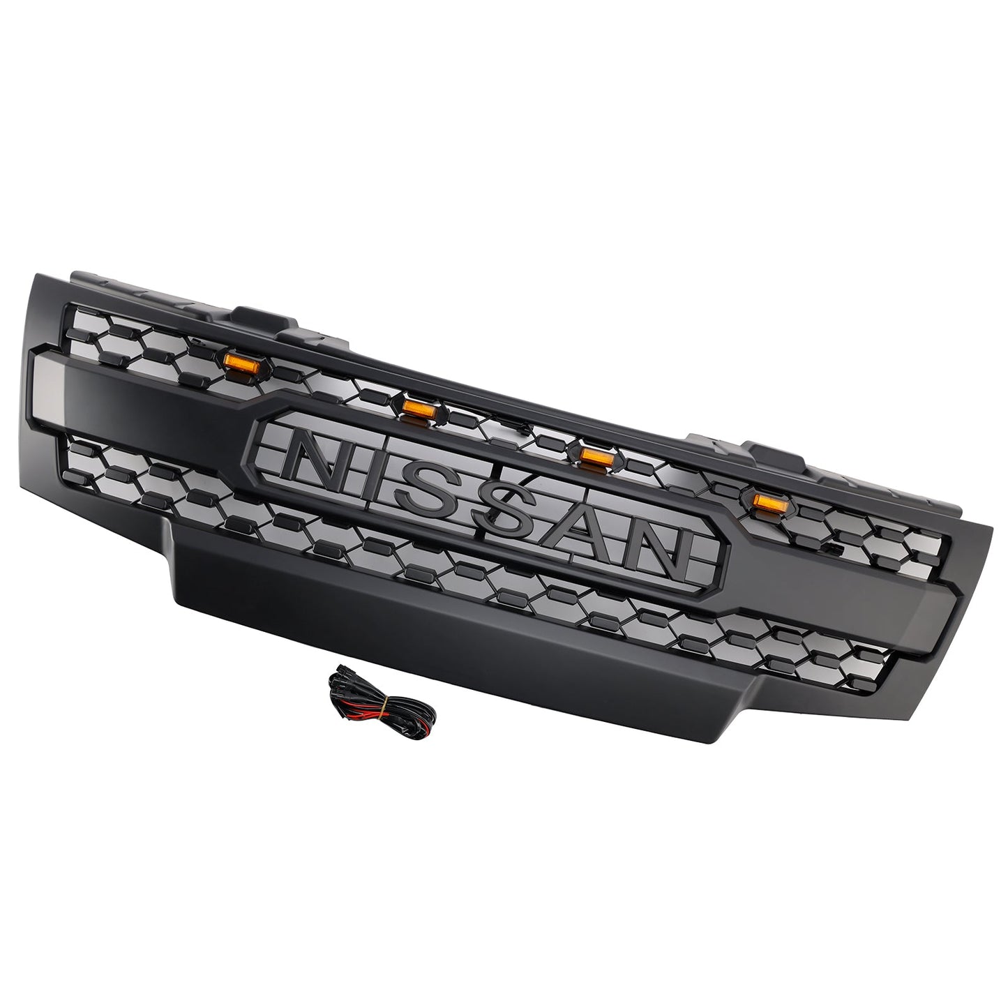Nissan Frontier 2009-2016 Front Grille Honeycomb Replacement Upper Bumper Black Grille With LED Light