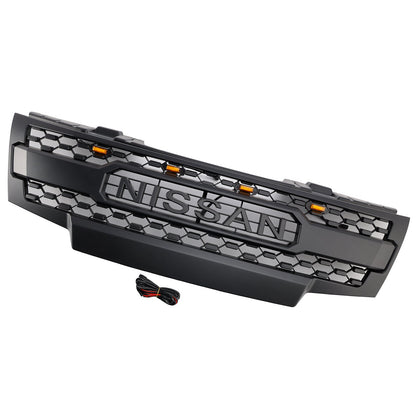 Nissan Frontier 2009-2016 Front Grille Honeycomb Replacement Upper Bumper Black Grille With LED Light