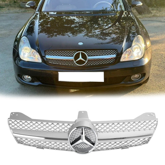 2004 2005 2006 2007 2008 Mercedes Benz CLS-Class W219 Front Grill Chrome / Black Replacement Grille With Star Emblem